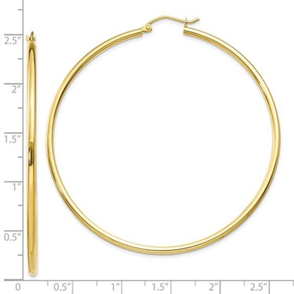 10k Gold Hoop Earrings- 2 1/2 inches long - Picture 4 of 5